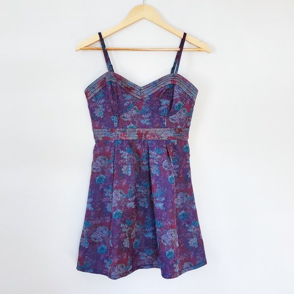 NWT Vintage Free People Foiled Tapestry Bustier Mini Dress (6) - Picture 1 of 7